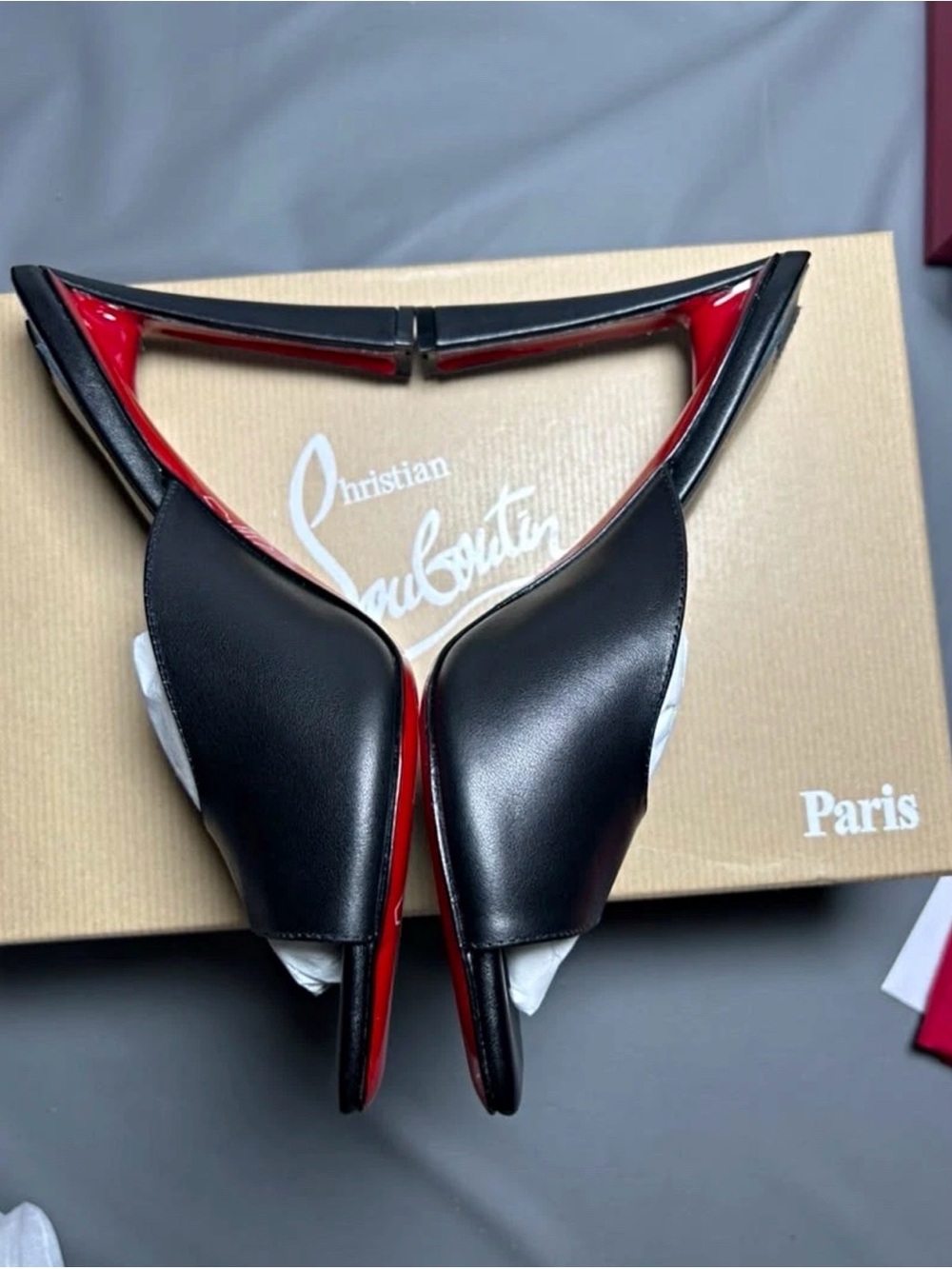 Black and Red Leather Slide heels